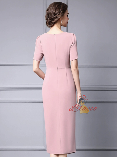Red Short Sleeve Beading Mother of the Bride Dress