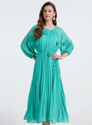 Palace Three-dimensional Flower Pleated Dress