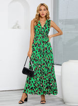 V-neck Leopard Print Slim Dress