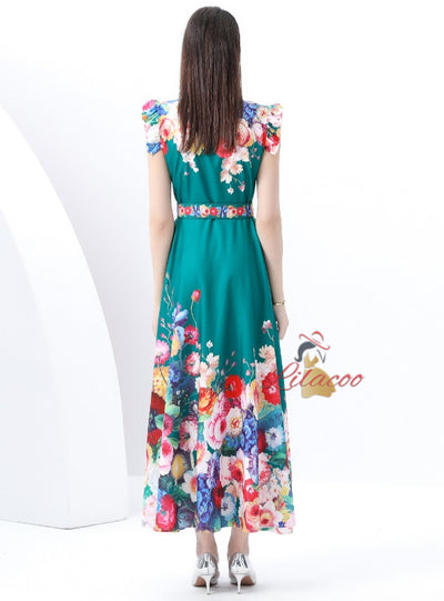 Retro Palace Printed Long Dress