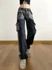 Loose Straight Tie-dyed Metal Button Pocket Jeans