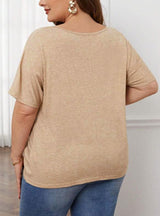 Loose V-neck Short Sleeve Knitted T-shirt
