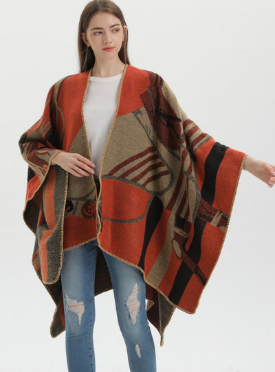 Ladies Shawl Padded Cashmere Split Cloak