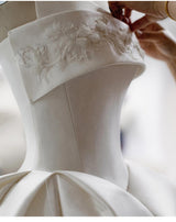 Ball Gown White Satin Strapless Wedding Dress