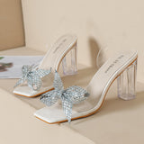 Rhinestone Bow Transparent Crystal Sandals