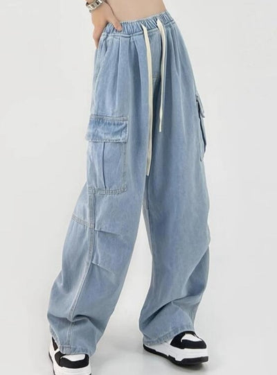 Elastic Waist Loose Casual Jeans