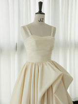 Champagne Satin Straps Wedding Dress