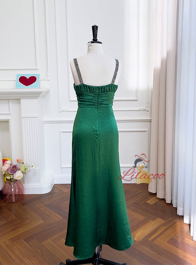 Sexy V-neck Sleeveless Sling Pleated Dress