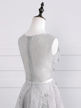 Silver Gray Lace Appliques Homecoming Dress