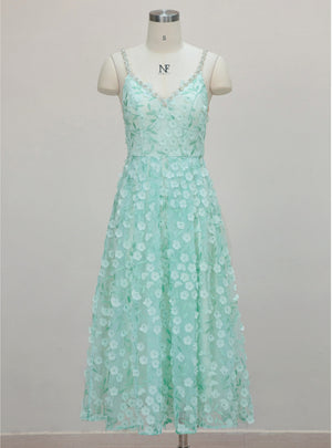 Mesh Embroidered Banquet Dress