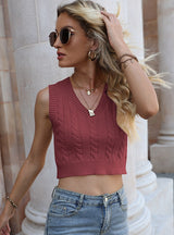 V-neck Pullover Sleeveless Short Vest