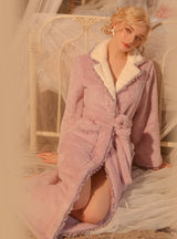 Flannel Lace Up Thick Warm Bathrobe