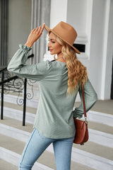 Loose Round Neck Long Sleeve Splicing T-shirt