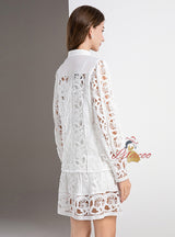 Retro Lace Long Sleeve Slim Short Skirt Two-piece Set