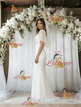 White Mermaid Lace V-neck Wedding Dress