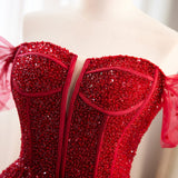 Tulle Off the Shoulder Beading Prom Dress