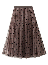 Polka Dot Mesh Pleated Skirt