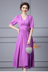 Purple Chiffon V-neck Mother Of the Brides Dress