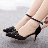 7 cm Rhinestone Pointed Stiletto Sandals