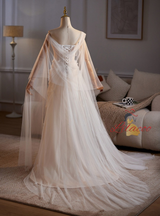 White Mermaid Tulle Strapless Wedding Dress