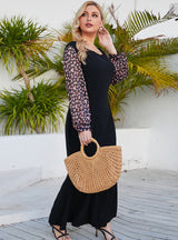 Square Neck Printed Long Sleeve Dress