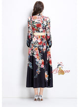 Flower Oil Painting Style Long Dress