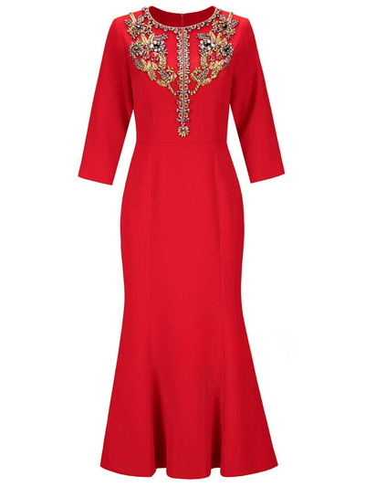 White Short Sleeve Crystal Mother Of The Bride Dress