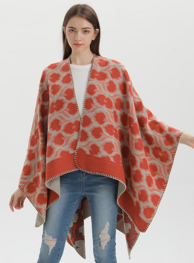 Retro Flower Warm Shawl Cloak