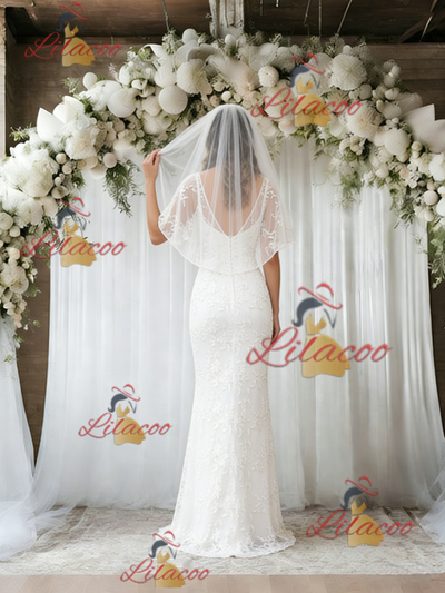 White Mermaid Lace V-neck Wedding Dress