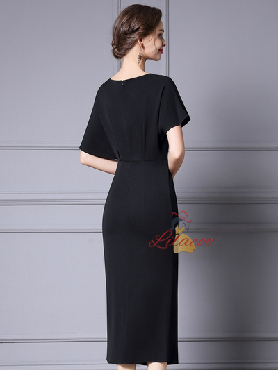 Red Pleats Mother of the Bride Dress