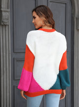 Round Neck Stitching Fashion Pullover Sweater