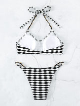 Black and White Contrast Shell Rope Bikini
