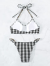 Black and White Contrast Shell Rope Bikini
