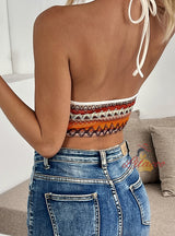 Beach Geometric Stripe Neck Slim Vest