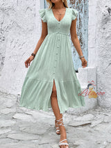 Summer V-neck Slit Long Dress