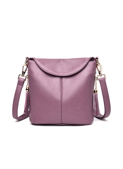 Large Capacity Soft Leather Bucket Bag Shoulder Bag