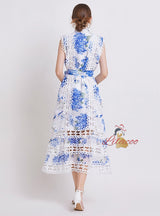 Women Print Palace Lace A-line Dress