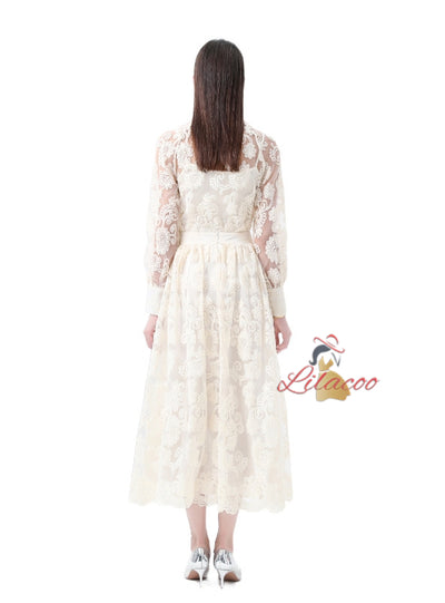 Palace Lantern Sleeve Shirt+Skirt Three-piece Suit