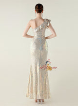 Mermaid Sequins One Shoulder Prom Dress