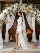 White Mermaid Lace Long Sleeve Wedding Dress