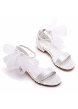 2 cm Square Satin Bow Bridal Sandals