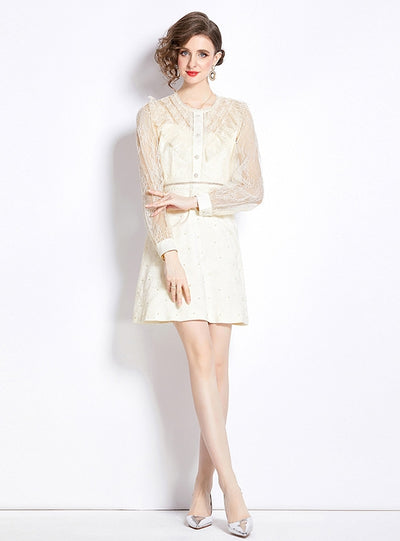 Wooden Ear Openwork Jacquard Dress