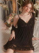 Sweet Gauze Flower Pajamas Suspender Nightdress