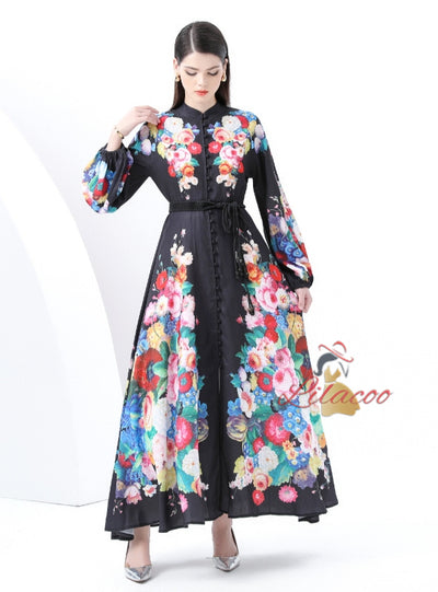 Palace Retro Lantern Sleeve Button Split Printed