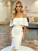 White Mermaid Off the Shoulder Wedding Dress
