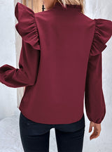 Women Solid Color Loose Shirt