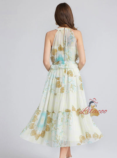 Beach Holiday Beach Printed Halter Dress