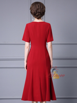 Red Short Sleeve Mother Of The Bride Dress