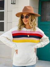 Thin Stitching Color Pullover Sweater