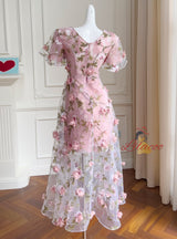 Sexy V-neck Organza Lace Dress